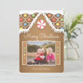 Niedliche Gingerbrett Weihnachtsfotokarte Feiertagskarte (Stehend Vorderseite)