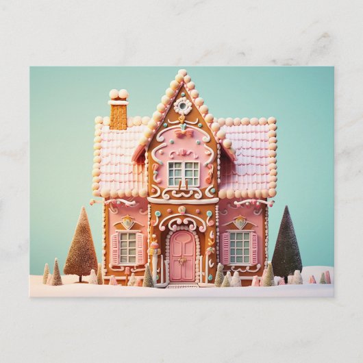 Niedliche Gingerbrett Weihnachtskarte des Hauses Postkarte (Vorderseite)