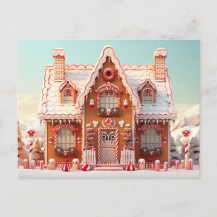 Niedliche Gingerbrett Weihnachtskarte des Hauses Postkarte