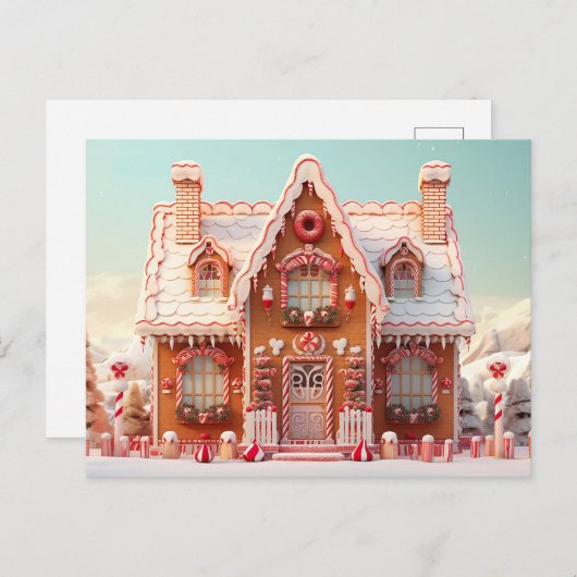 Niedliche Gingerbrett Weihnachtskarte des Hauses Postkarte (Vorne/Hinten)