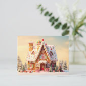 Niedliche Gingerbrett Weihnachtskarte des Hauses Postkarte (Stehend Vorderseite)