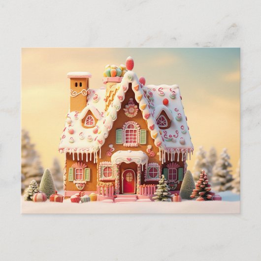 Niedliche Gingerbrett Weihnachtskarte des Hauses Postkarte (Vorderseite)