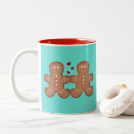 Niedliche Gingerbrot-Cookies in Liebe mit Monogram Zweifarbige Tasse