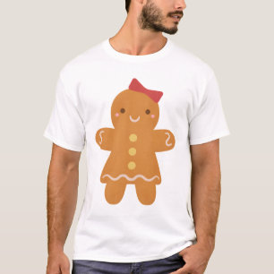 Niedliche Gingerbrot-Frau mit Bow T-Shirt