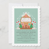 Niedliche Gingerbrot House Dekoration Feiertag Par Einladung (Vorderseite)
