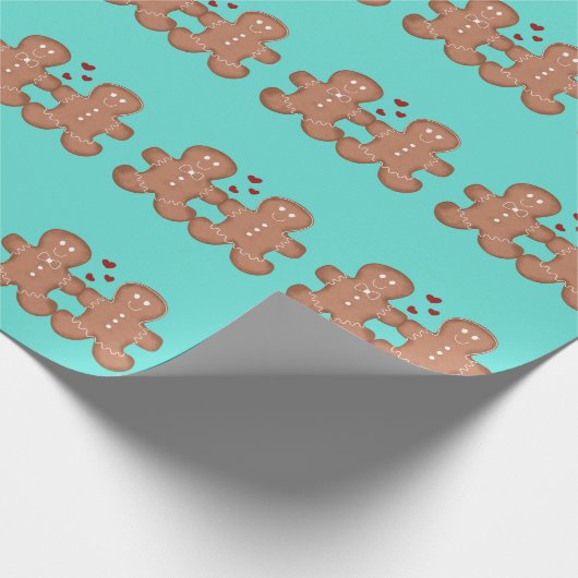 Niedliche Gingerbrot-Kekse in Liebe Geschenkpapier (Ecke)