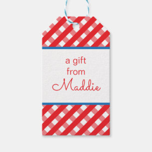 Niedliche Gingham Personalisierte Geschenkartikel Geschenkanhänger