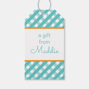 Niedliche Gingham Personalisierte Geschenkartikel Geschenkanhänger