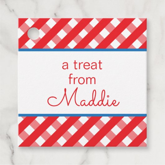 Niedliche Gingham Personalisierte Geschenke oder L Geschenkanhänger (Vorderseite)