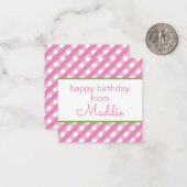 Niedliche Gingham Personalisierte Geschenkgutschei Mitteilungskarte (Vorderseite/Rückseite Beispiel)