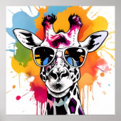 Niedliche Giraffa mit Sonnenbrille bespritzt Poster (Vorne)
