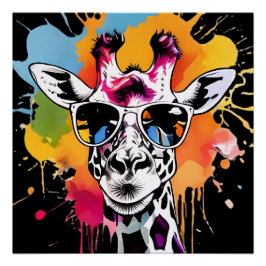 Niedliche Giraffa mit Sonnenbrille bespritzt Poster