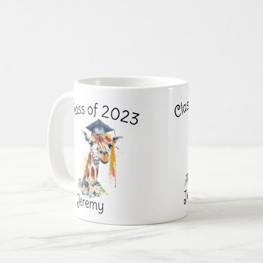 Niedliche Giraffe Abschluss-Geschenke Kaffeetasse (Vorderseite Links)