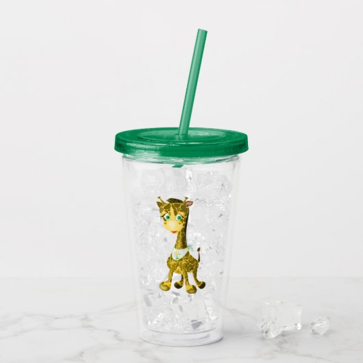 Niedliche Giraffe Acrylscheibe Acryltrinkbecher (Rückseite Ice)