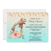 Niedliche Giraffe Aquarell Mama & Baby Babydusche