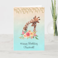 Niedliche Giraffe Aquarell Mama & Baby Geburtstag