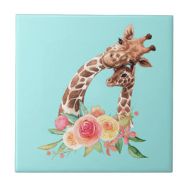 Niedliche Giraffe Aquarell Mama & Baby Keramik Til Fliese