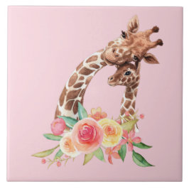 Niedliche Giraffe Aquarell Mama & Baby Keramik Til Fliese