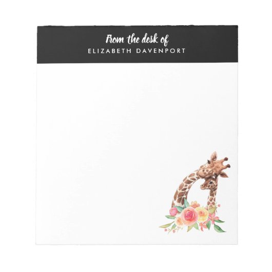 Niedliche Giraffe Aquarell Mama & Baby Notepad Notizblock (Vorderseite)