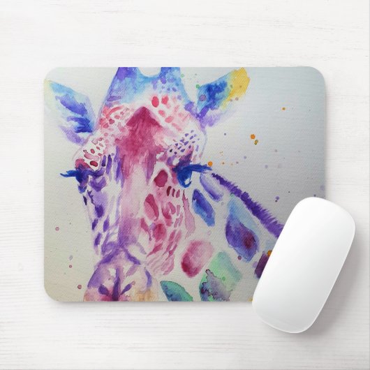 Niedliche Giraffe Aquarellmalerei Maus matt floral Mousepad (Mit Mouse)