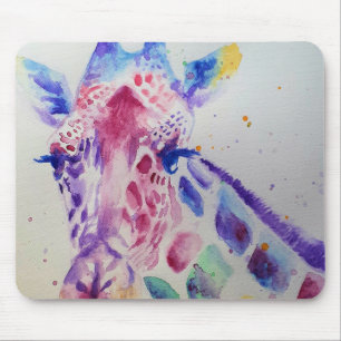 Niedliche Giraffe Aquarellmalerei Maus matt floral Mousepad