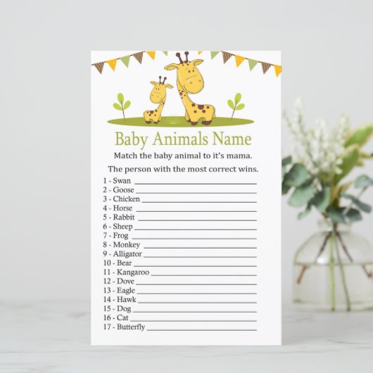 Niedliche Giraffe Baby Animes Name Game (Stehend Vorderseite)