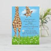 Niedliche Giraffe Baby Boy Dusche Einladung (Stehend Vorderseite)