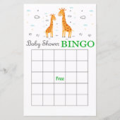 Niedliche Giraffe Baby Dusche Bingo Karte (Vorderseite)