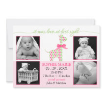 Niedliche Giraffe Baby Girl Foto Geburtsankündigun