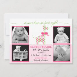 Niedliche Giraffe Baby Girl Foto Geburtsankündigun Ankündigung