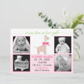 Niedliche Giraffe Baby Girl Foto Geburtsankündigun Ankündigung (Stehend Vorderseite)