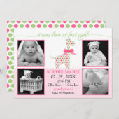 Niedliche Giraffe Baby Girl Foto Geburtsankündigun Ankündigung (Vorne/Hinten)