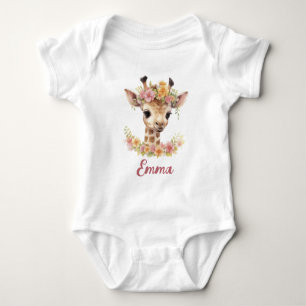 Niedliche Giraffe Baby Girl Tiername Safari farben Strampler
