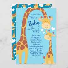 Niedliche Giraffe Baby Shower Blue Boy