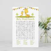 Niedliche Giraffe Baby Shower Word Search Game (Stehend Vorderseite)