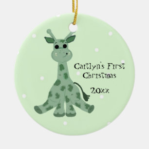 Niedliche Giraffe Baby's First Christmas Keramik Ornament