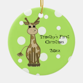 Niedliche Giraffe Baby's First Christmas Keramikornament