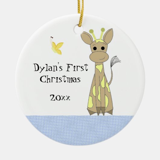 Niedliche Giraffe Baby's First Christmas Keramikornament (Vorne)