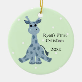 Niedliche Giraffe Baby's First Christmas Keramikornament