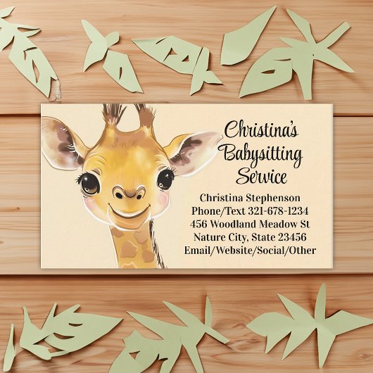 Niedliche Giraffe Babysitter Kinderbetreuung Kinde Visitenkarte
