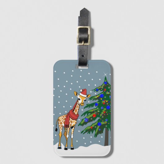 Niedliche Giraffe Beanie und Scarf mit Christbaum Gepäckanhänger (Vorderseite Vertikal)