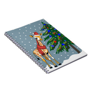 Niedliche Giraffe Beanie und Scarf mit Christbaum Notizblock