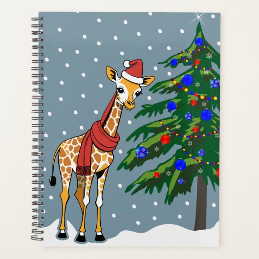 Niedliche Giraffe Beanie und Scarf mit Christbaum Planer (Vorderseite)