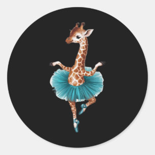 Niedliche Giraffe beim Tutu als Ballerina Runder Aufkleber