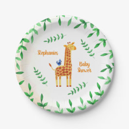 Niedliche Giraffe & Bird Baby Dusche Pappteller