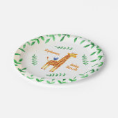 Niedliche Giraffe & Bird Baby Dusche Pappteller (Schrägansicht)