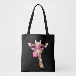 Niedliche Giraffe bläst rosa Kaugummi Sonnenbrille Tasche