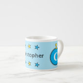 Niedliche Giraffe, blau gelb mit Kinderstars Espressotasse (Vorderseite Rechts)