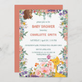 Niedliche Giraffe Blume Aquarell Babydusche Einladung (Vorne/Hinten)