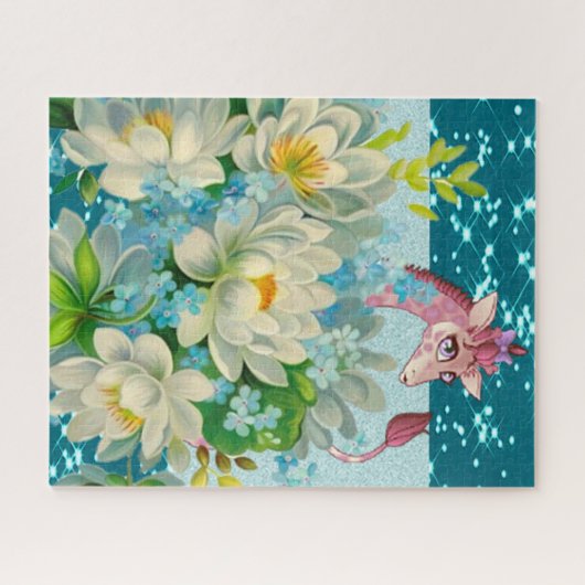 Niedliche Giraffe-Blume Puzzle (Horizontal)